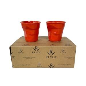 Revol Froisses Orange Porcelain Crumpled Tumblers Set of 2